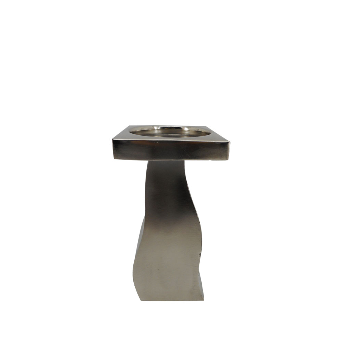 CUIR CANDLE HOLDER ALUMINIUM SILVER D11xH25cm IN
