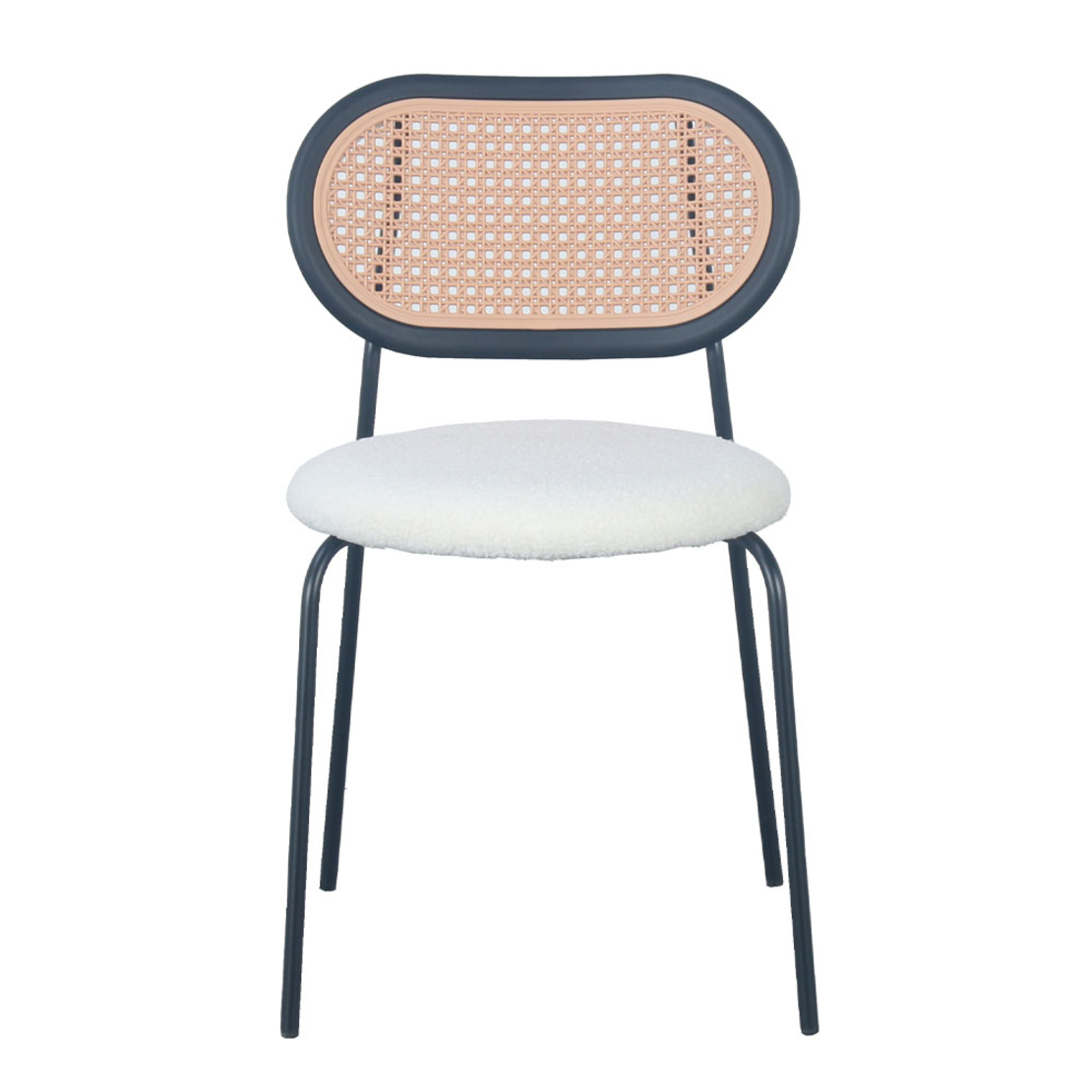 VINTAGE CHAIR FABRIC OFF WHITE METAL BLACK E1 PRC