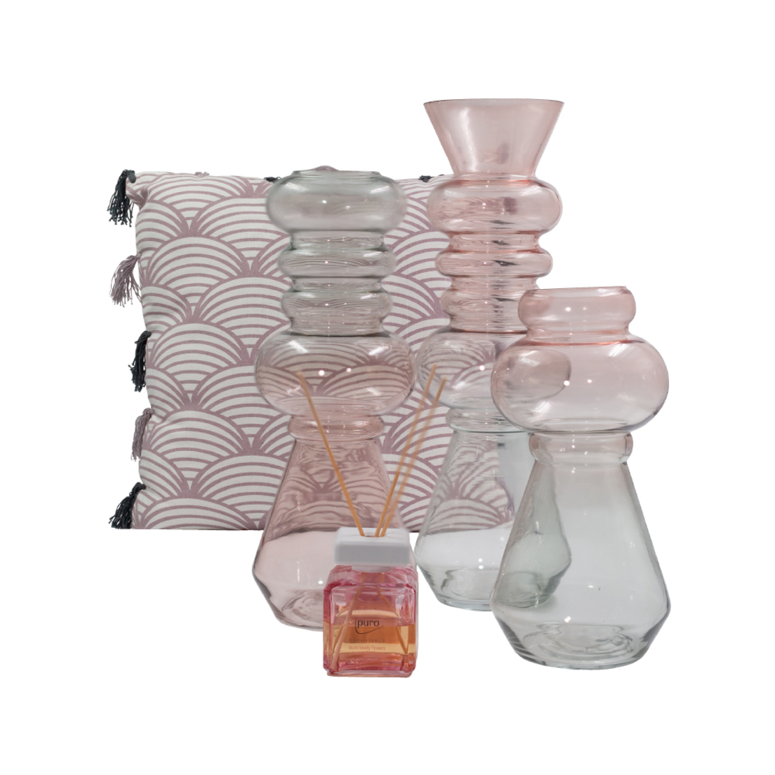 FORME VASE GLASS PINK GREEN D13,5xH27,5cm PRC