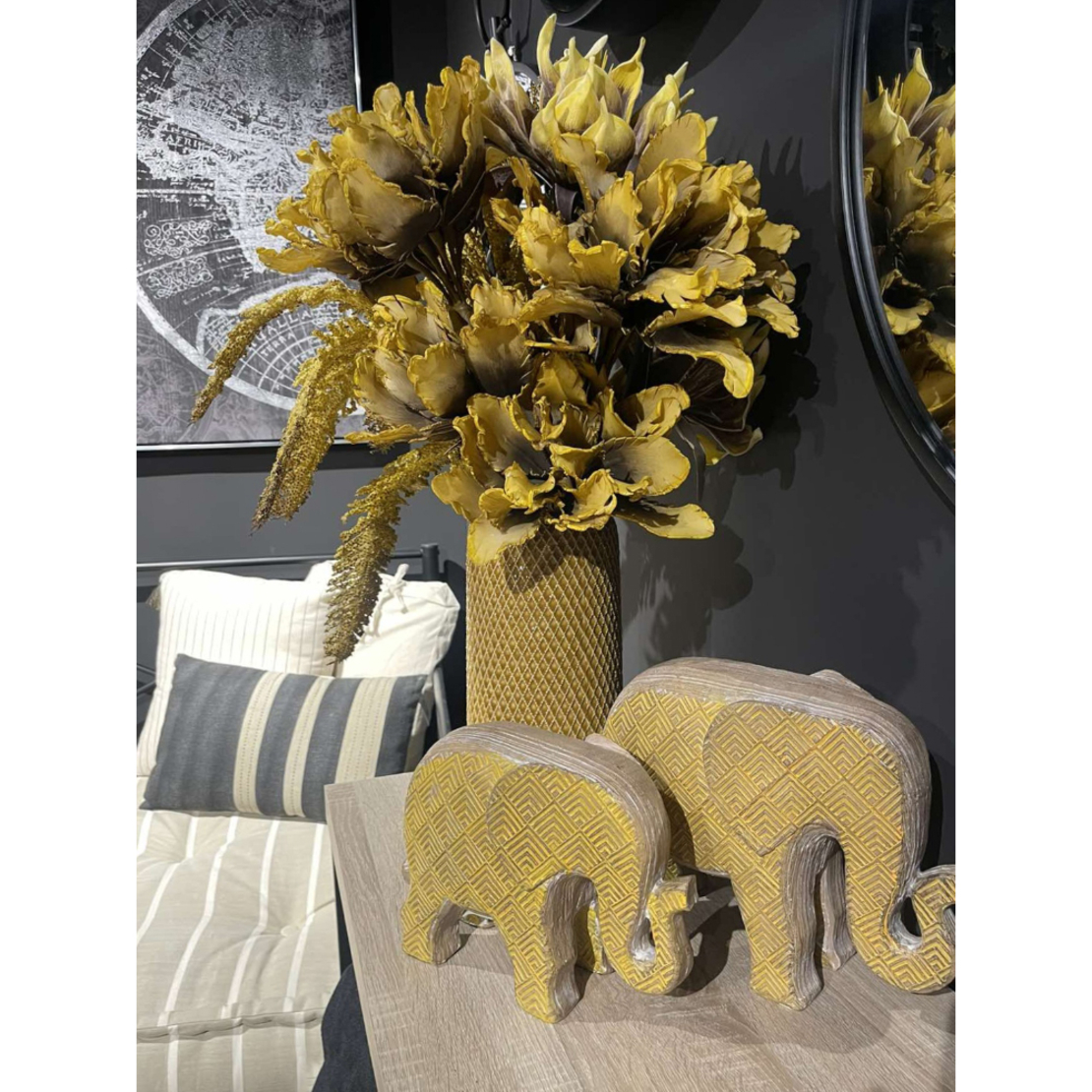 AFRICANA 1 DECO ELEPHANT POLYRESIN YELLOW 24,5x11x