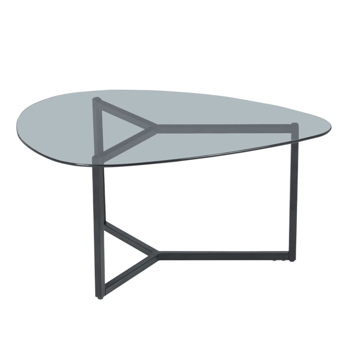 ROCKS COFFEE TABLE SET 2PCS GLASS TRANSPARENT METAL BLACK 82x59xH40cm PRC
