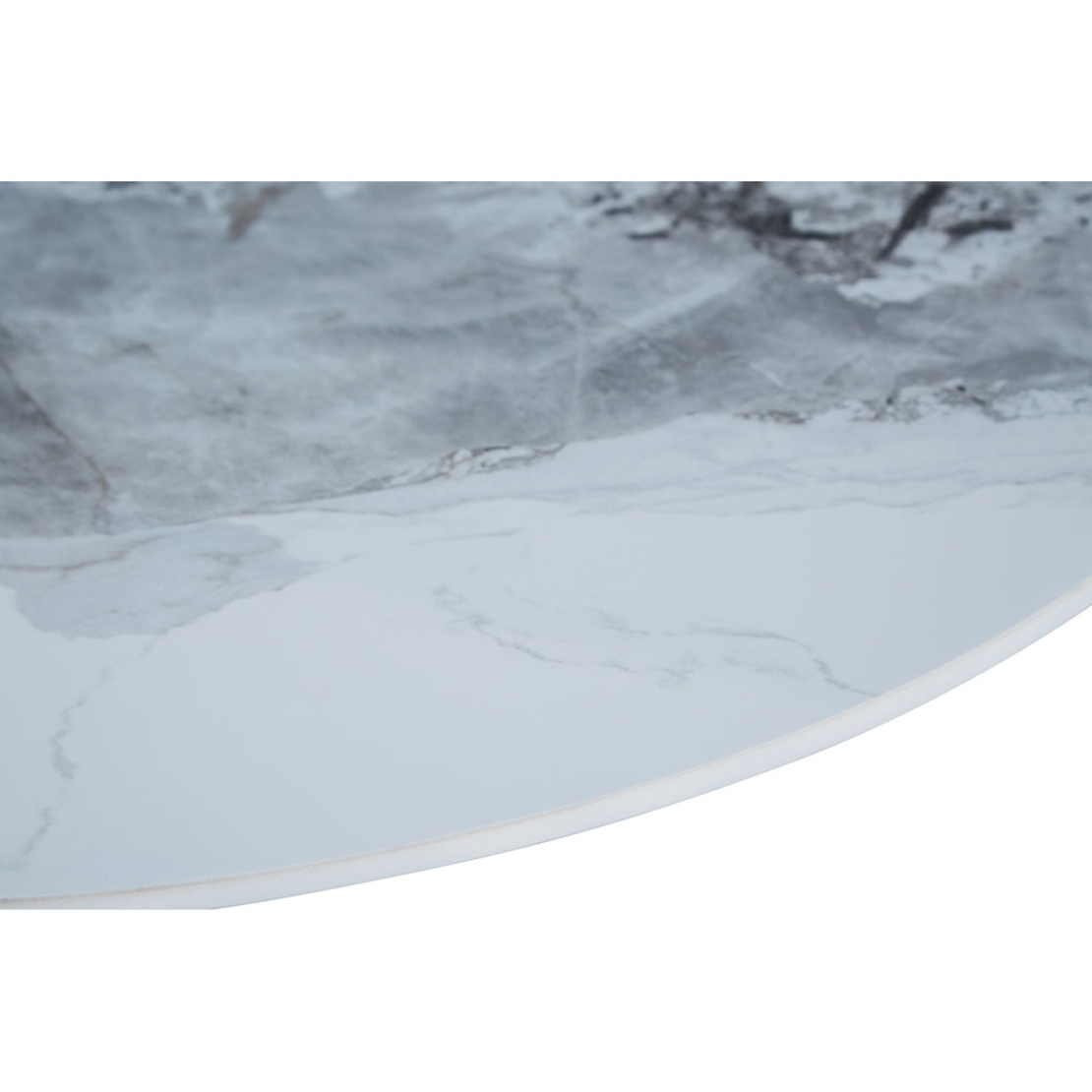 AXIS TABLE CERAMIC OFF WHITE WITH MARBLE PATTERN METAL BLACK PRC