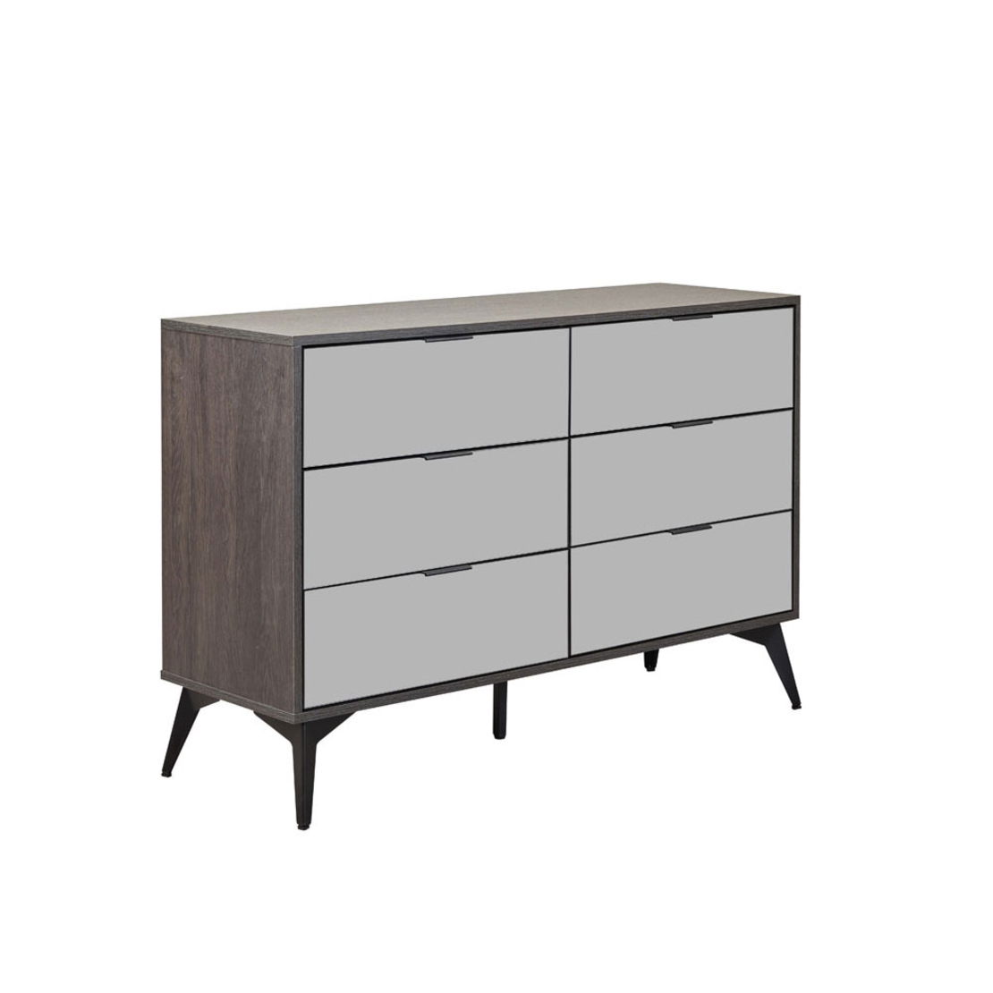 SPECCHIO PEDESTAL 6DRAWERS MELAMINE BLACK OAK MELAMINE MIRROR E1