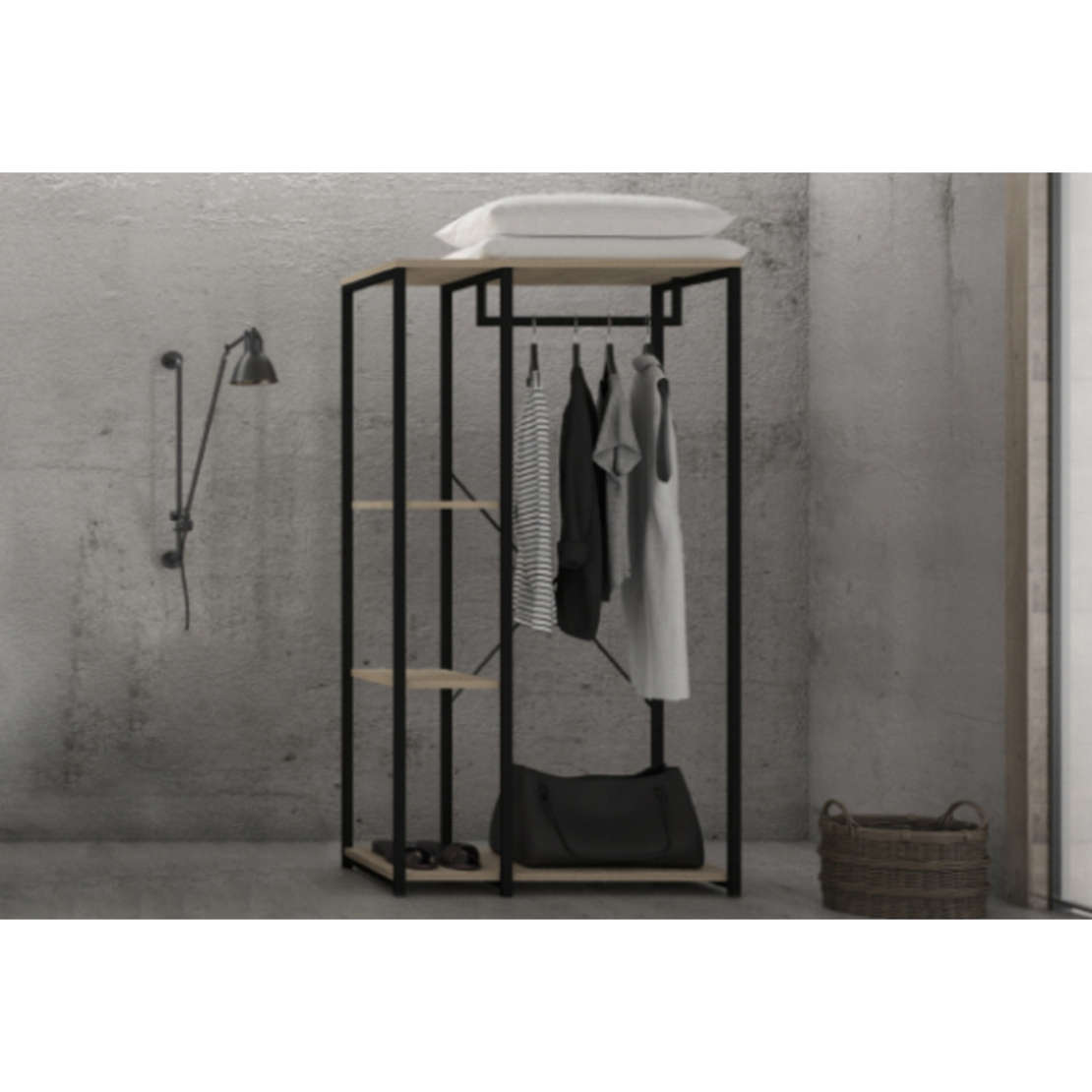 MODE WARDROBE CHIPBOARD WITH MELAMINE SONOMA METAL BLACK 90x40xH167cm E1 PRC