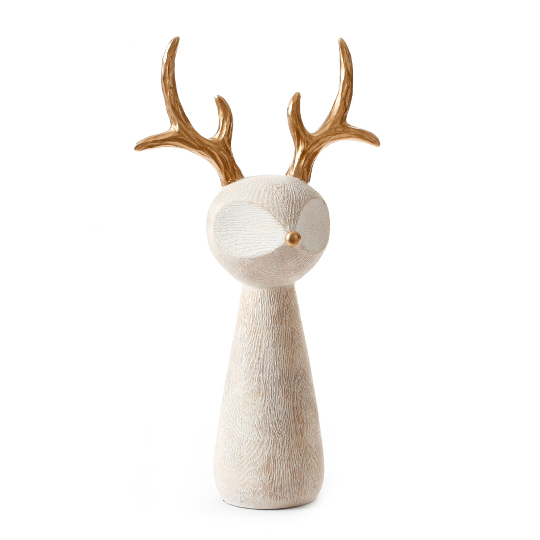 XMAS CUTE DEER L DECO POLYRESIN BEIGE GOLD 23x12xH