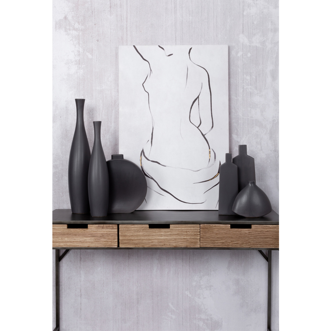 LUI VASE CERAMIC ANTRACITE MATTE 10,5x4xH32,5cm PR