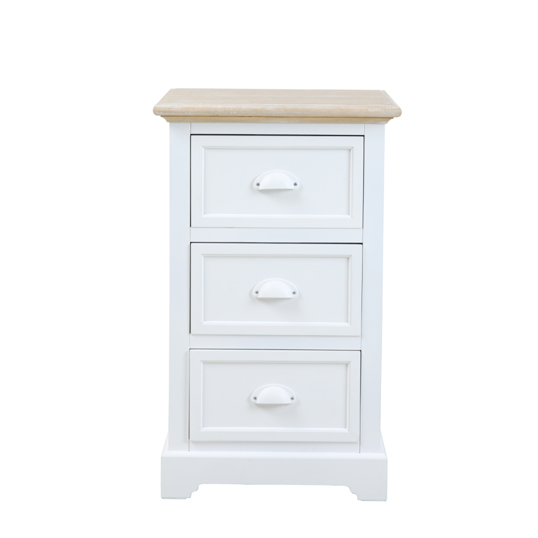 KIMOLOS NIGHTSTAND 3DRAWERS LACQUERED MDF WHITE VENEER NATURAL E1 PRC