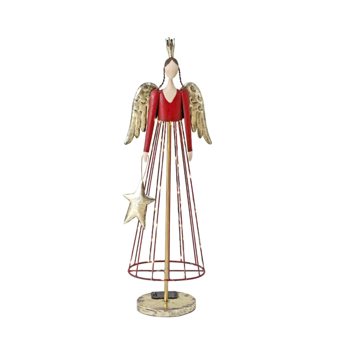 XMAS ANGEL STAR B ANGEL METAL RED GOLD 23x14xH75cm