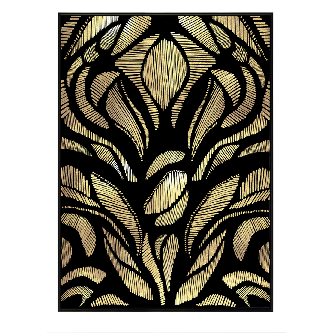 ELIT PAINTING CANVAS BLACK GOLD WOOD 102,5x142,5xH