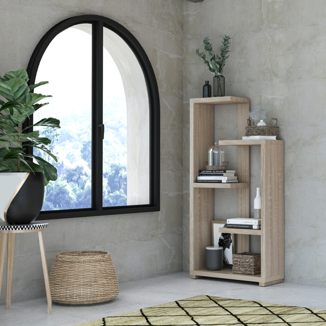 MEZZO BOOKCASE HONEYCOMB SONOMA CHIPBOARD WITH MELAMINE 79x29xH160cm E1 PRC