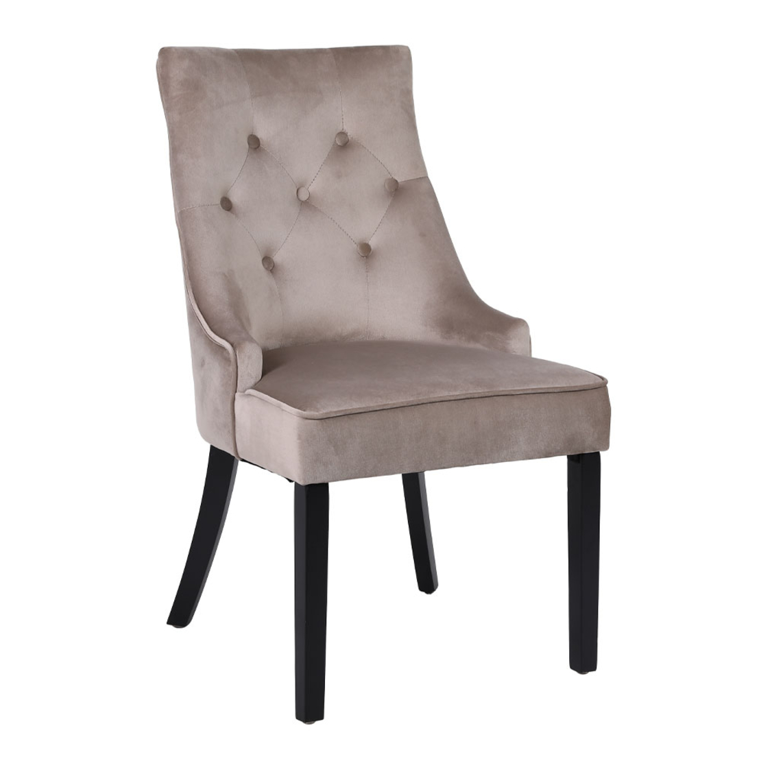 VERONA CHAIR WITH METAL RING FABRIC BEIGE WOOD PIN