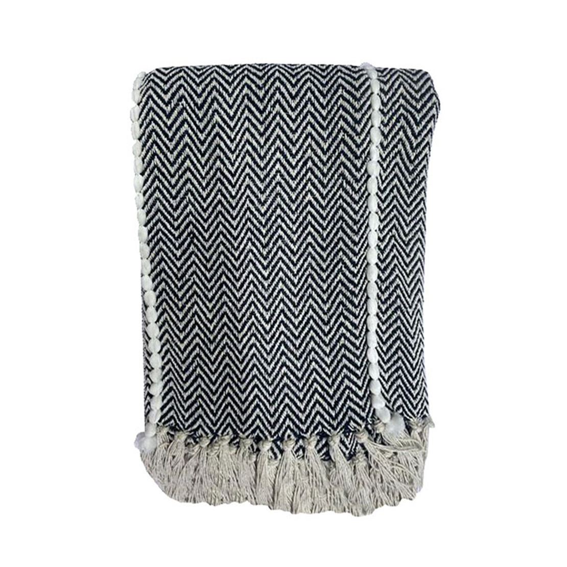 PIRA THROW COTTON POLYESTER WHITE BLACK 180x240cm