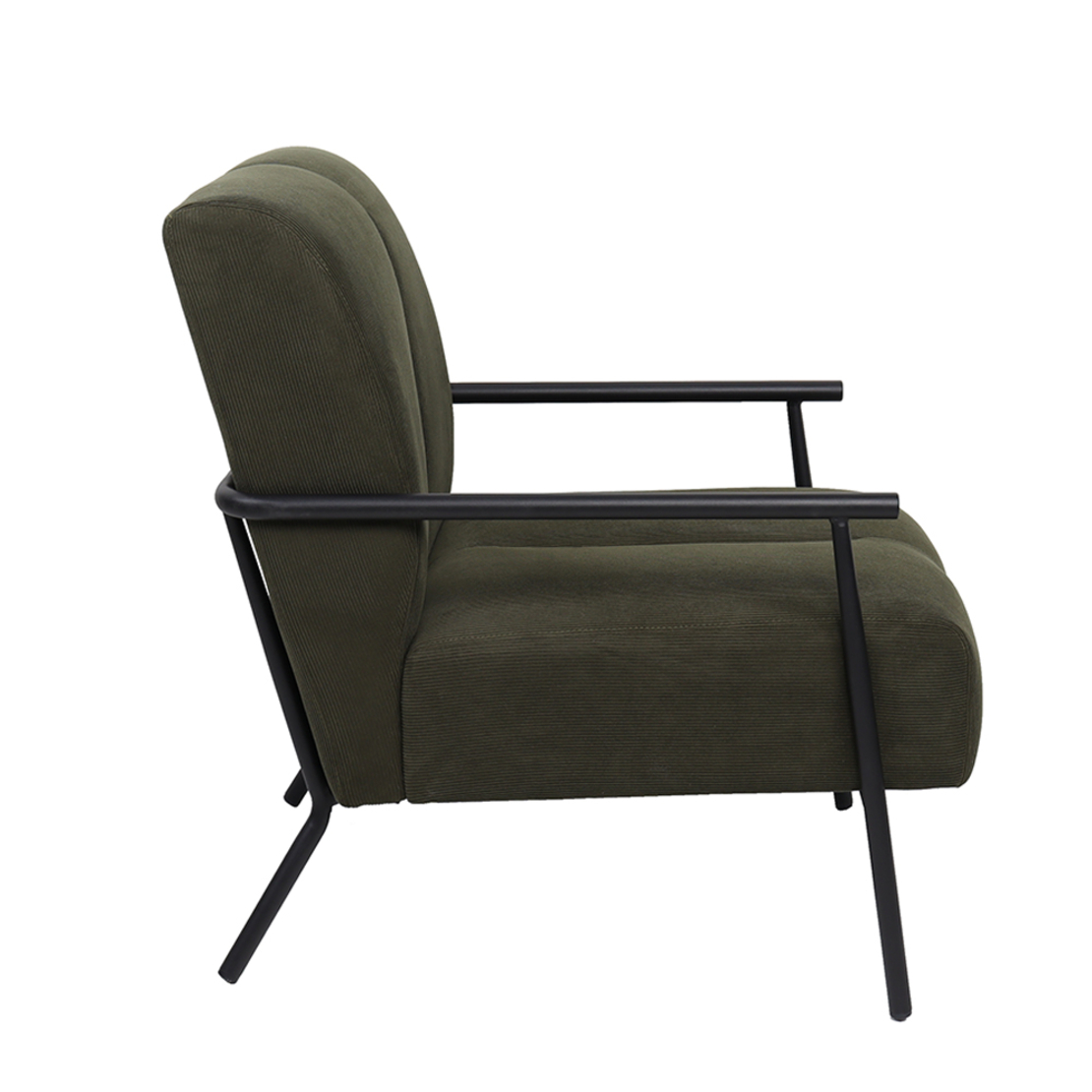 KIOTO ARMCHAIR FABRIC OLIVE GREEN DARK METAL BLACK PRC