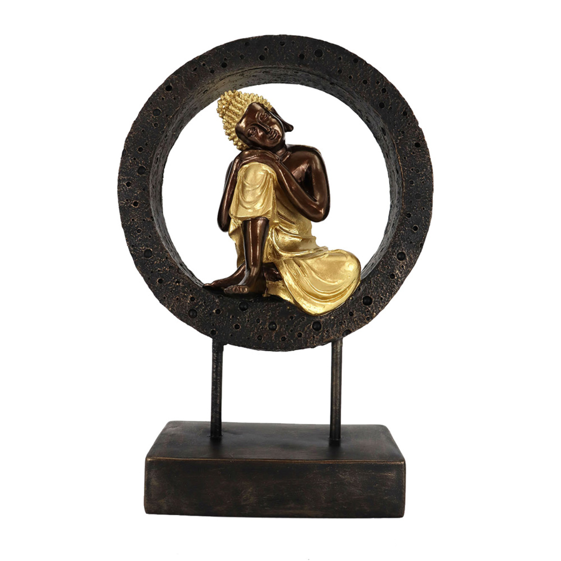 BUDDHA CIRCLE DECO TOTEM POLYRESIN BLACK GOLD 24x1