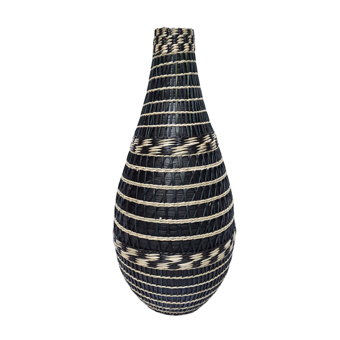 JABBAR VASE BAMBOO SEAGRASS BLACK NATURAL 25x25xH5