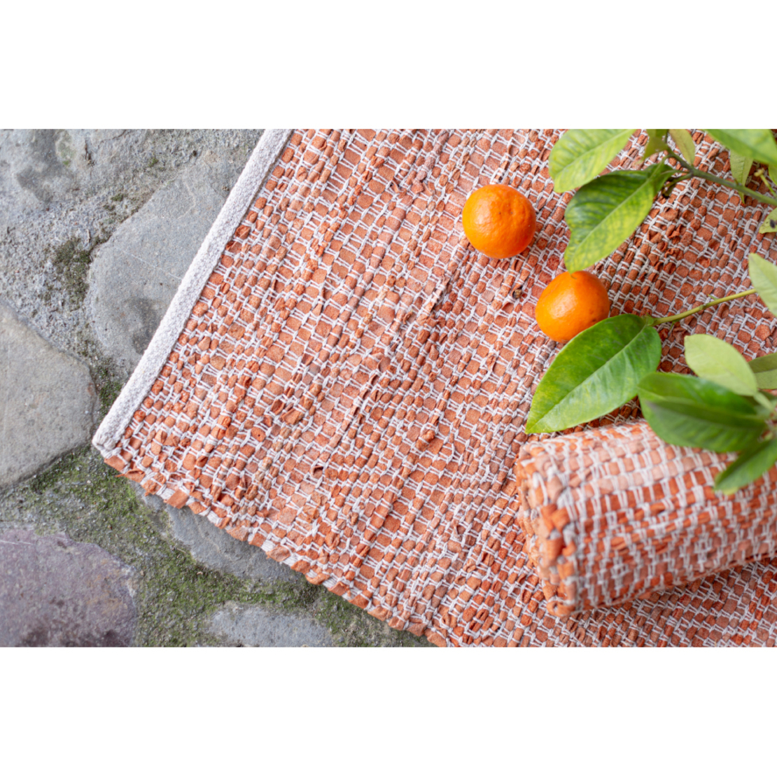 ROMBO CARPET LEATHER ORANGE BEIGE 70x150cm IN