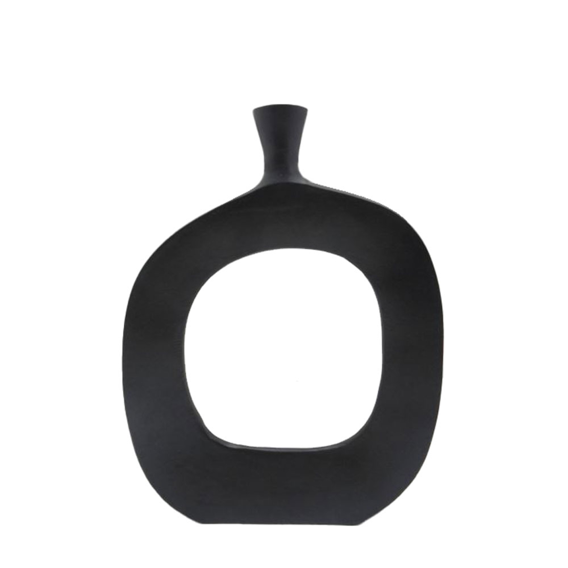 ABSTRACT OVAL VASE ALUMINIUM BLACK 30,5x5xH40,75cm