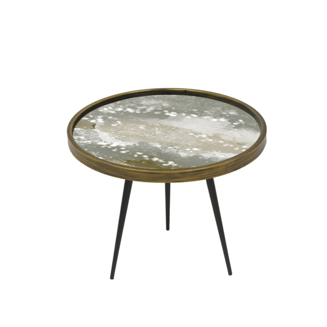REEF COFFEE TABLE MDF MULTICOLOR WITH PATTERN BLACK METAL 60x60xH45cm E1 PRC