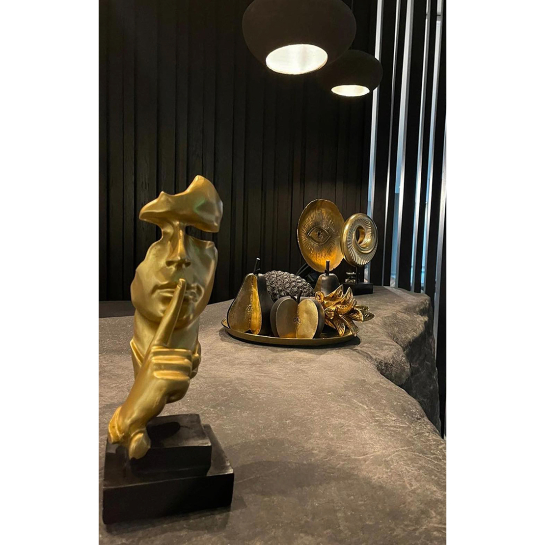 SILENT GOLD DECO SET 2PCS POLYRESIN GOLD BLACK 28,