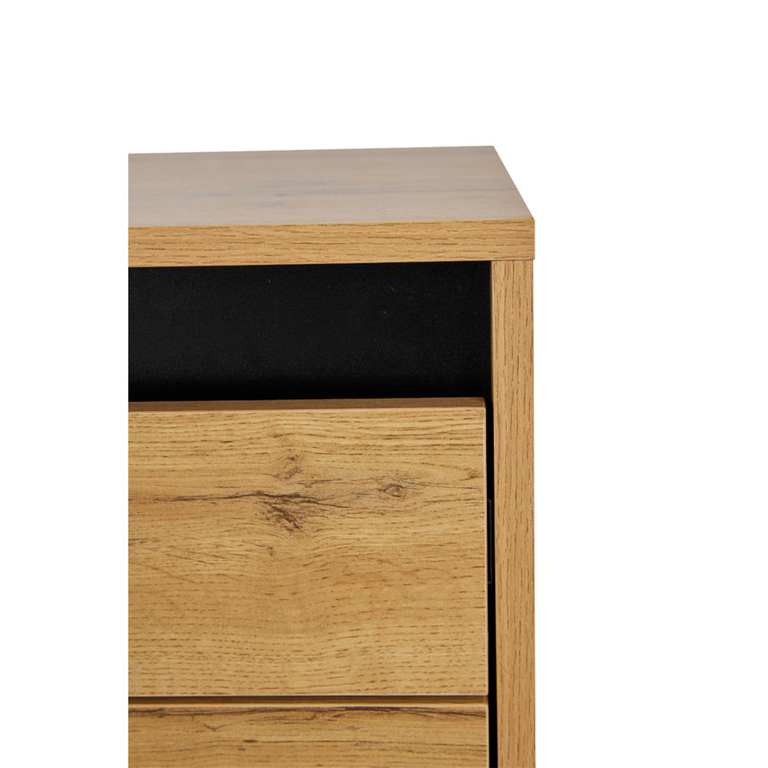 ARABICA NIGHTSTAND 2DRAWERS CHIPBOARD WITH MELAMINE SONOMA METAL BLACK BLACK E1 PRC