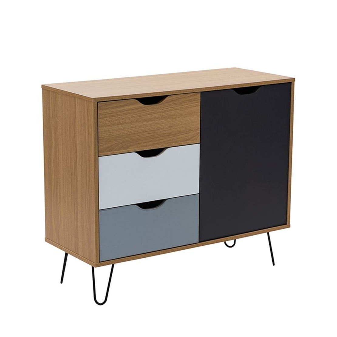 ARTIC COMMODE CHIPBOARD WITH MELAMINE CARTA SONOMA METAL GREY WHITE BLACK E1 PRC