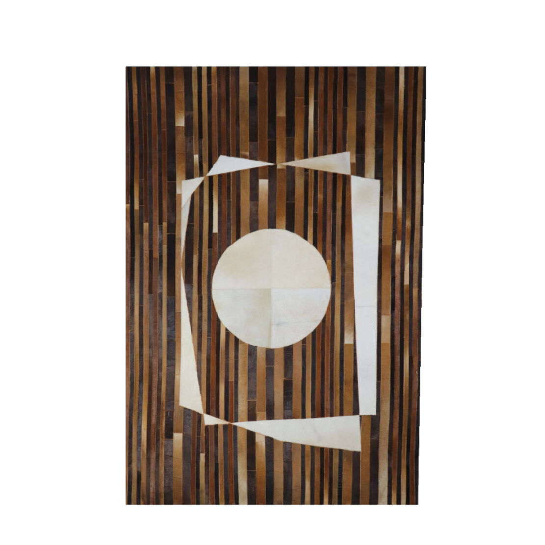 CENTER CARPET LEATHER WOOL BROWN BLACK BEIGE 160x2