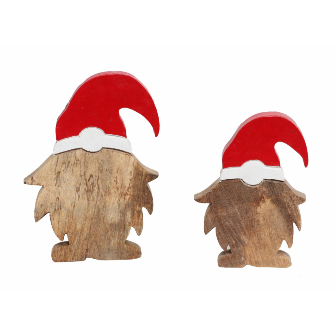 XMAS WOODY SANTA DECO WOOD MANGO NATURAL RED WHITE