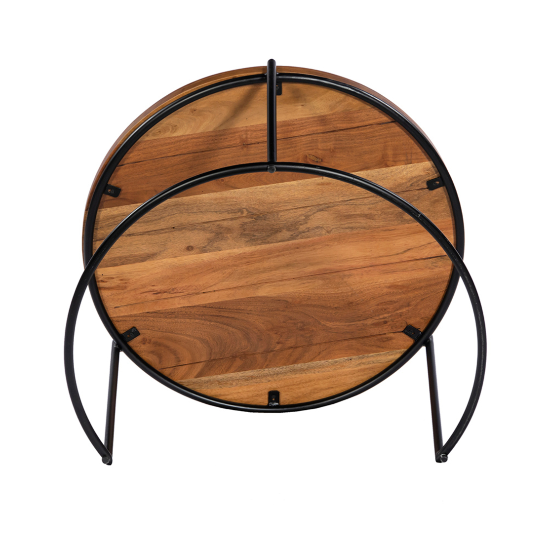CELLINI COFFEE TABLE SET 2PCS WOOD ACACIA WALNUT LIGHT METAL BLACK 70x70xH43cm IN