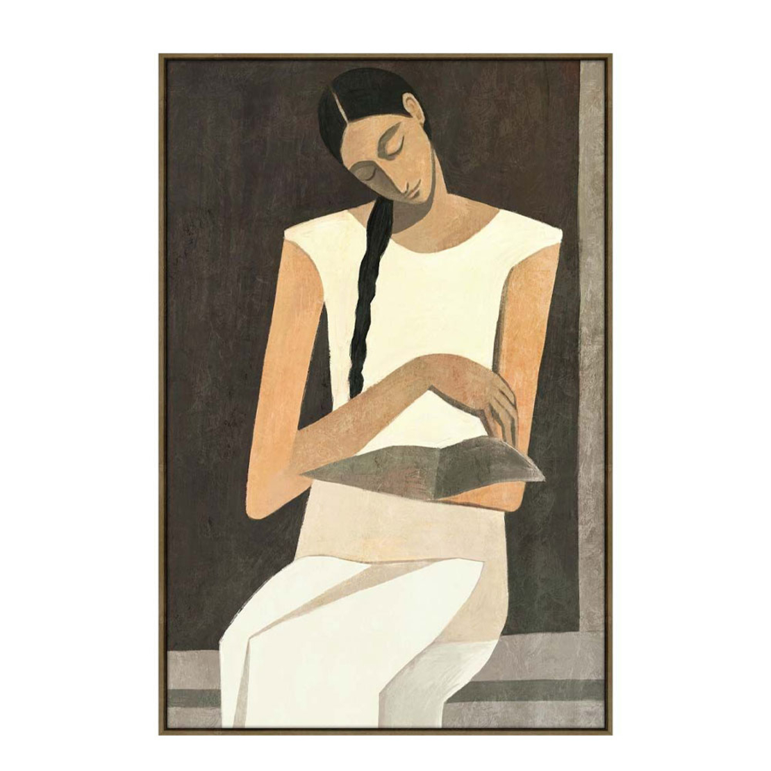 SERENITY A PAINTING DECORATIVE WITH FRAME 80x120x4 CANVAS BEIGE BROWN PP