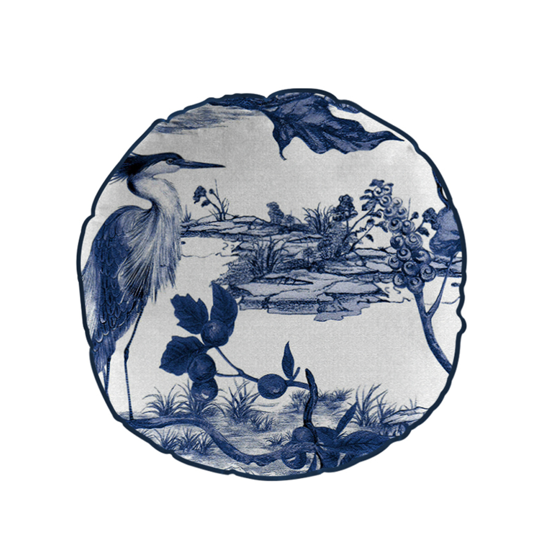 LAKE DECOR CUSHION COTTON WHITE BLUE D45cm PRC