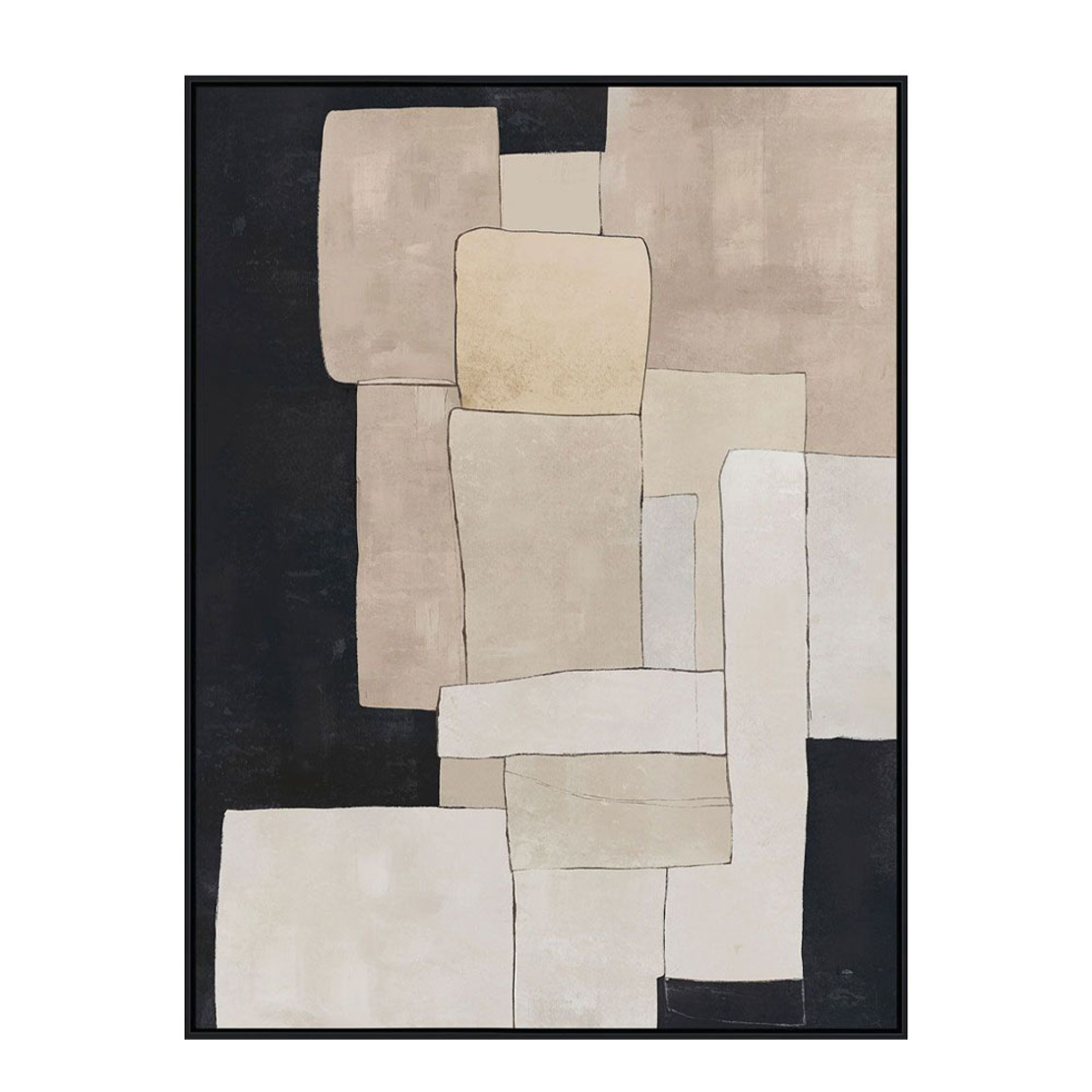 BEYOND THE VEIL PAINTING DECORATIVE WITH FRAME 90x120x4 CANVAS BEIGE BLACK PP