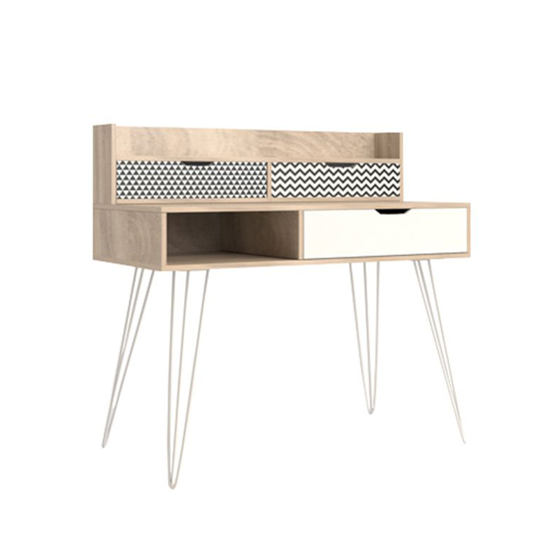 MINTONI DESK 3DRAWERS CHIPBOARD WITH MELAMINE CARTA SONOMA WHITE WITH PATTERN 100x50xH100cm E1 PRC