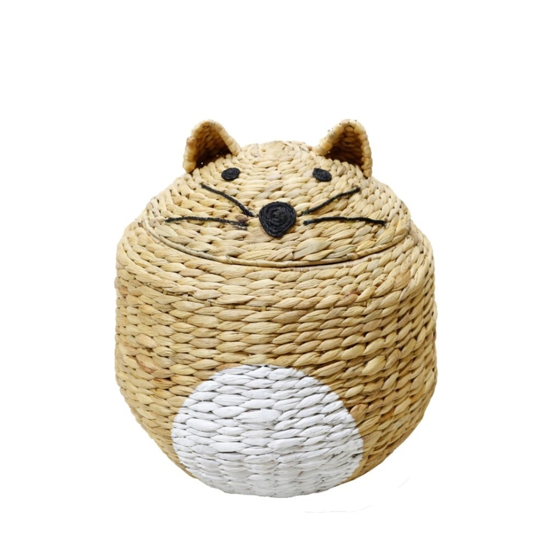 TIGRO BASKET WITH LID HYACINTH IRON NATURAL WHITE