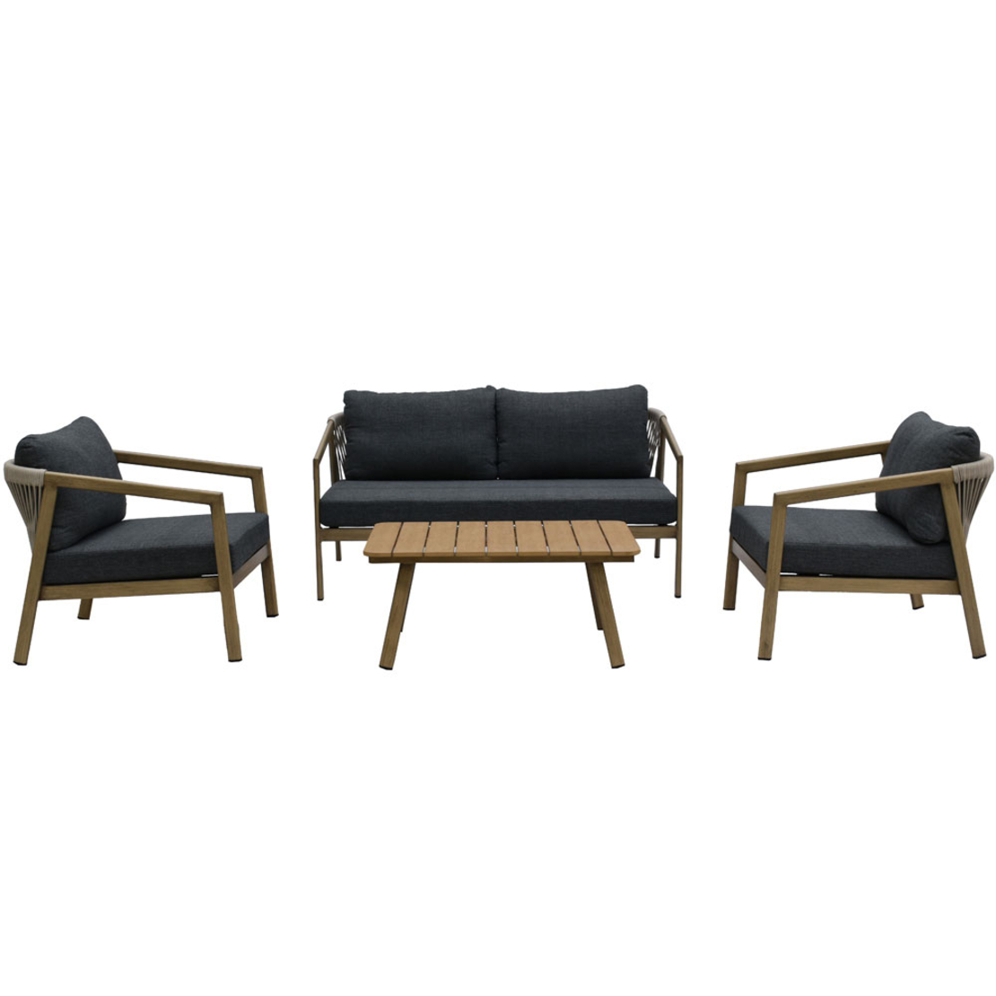 MADERA LOUNGE SET 1+2+1 ALUMINIUM NATURAL GREY PRC