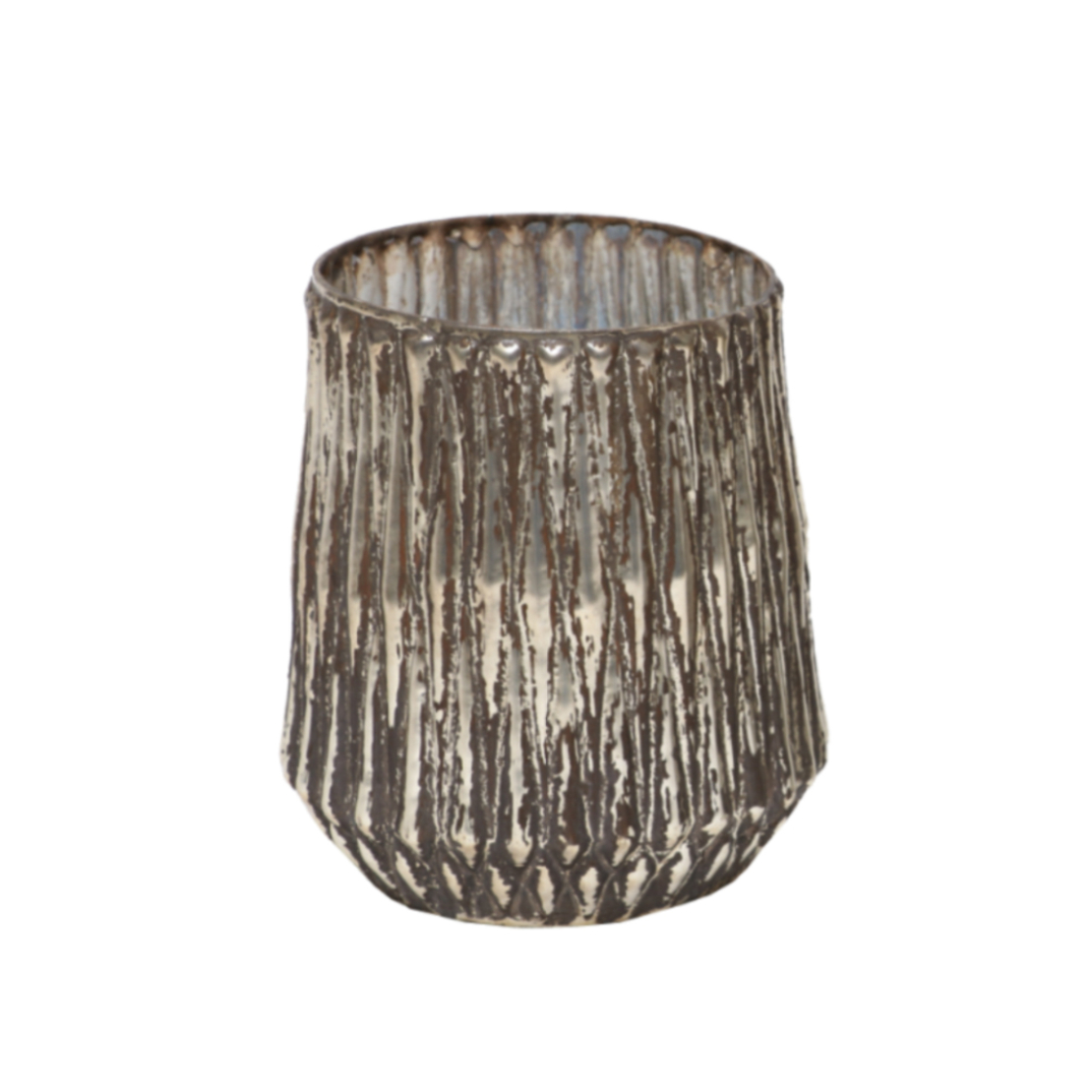 TALOS BASE FOR CANDLE GLASS SILVER ANTIQUE D15xH17
