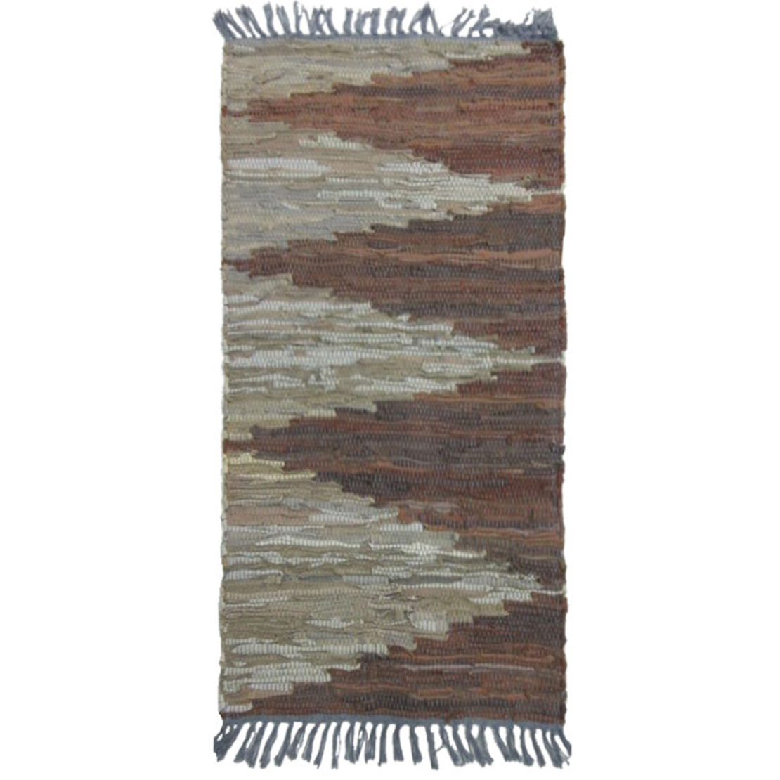 FLAME CARPET LEATHER BROWN BEIGE 70x150cm IN