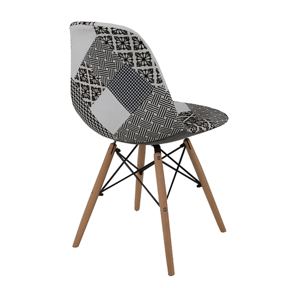 EIFFEL CHAIR FABRIC PATCHWORK BLACK WOOD NATURAL E1 PRC PRICE PER PIECE 39.90 лв. (4 PIECES INCLUDED)