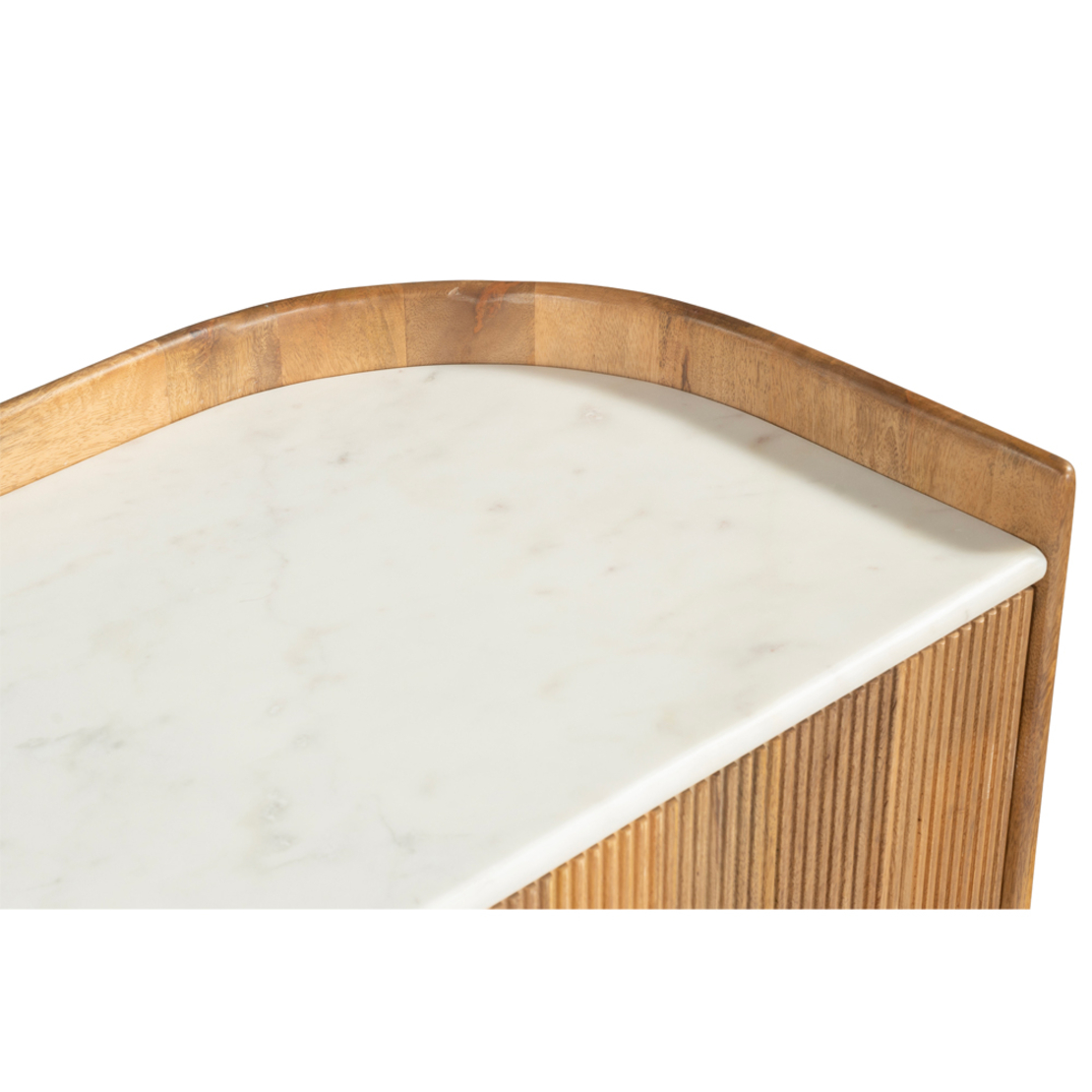 ORGANIC BITTER TV STAND 2DOORS WOOD MANGO WALNUT WHITE MARBLE 147x45x50 IN