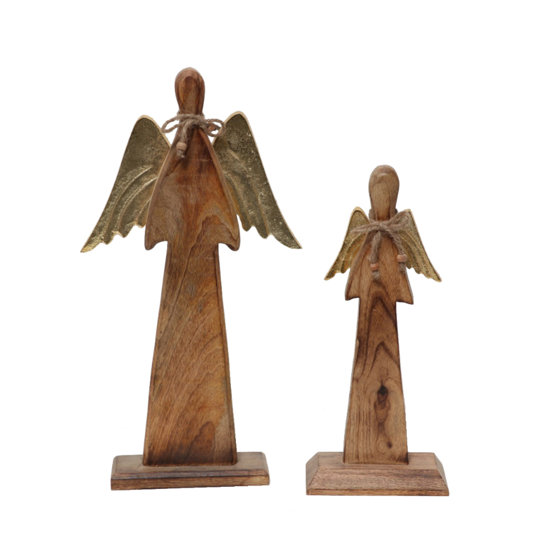 XMAS ELSA ANGEL WOOD MANGO ALUMINIUM NATURAL GOLD