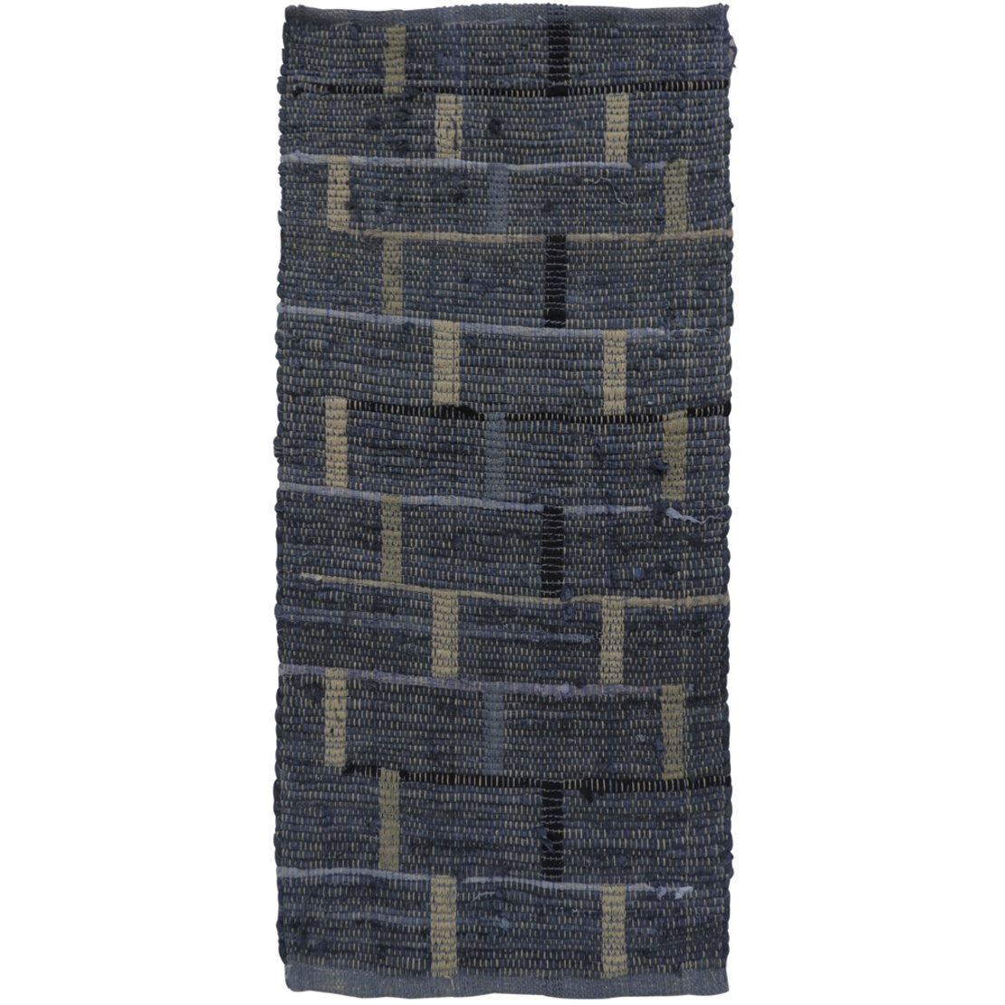 BOX CARPET COTTON BLUE BEIGE 70x150cm IN