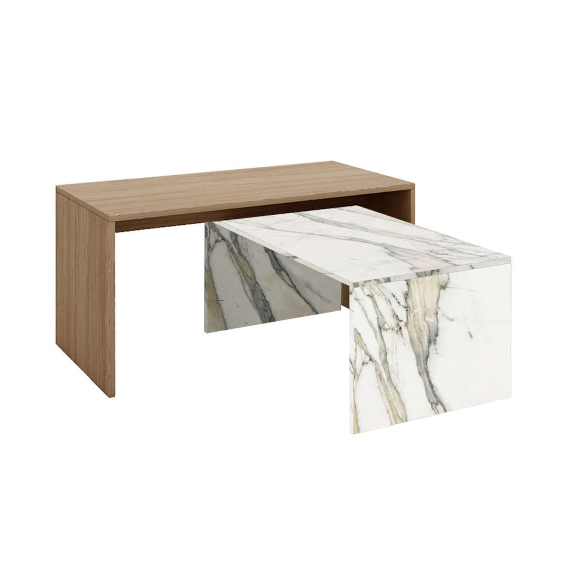 TUNUSIA COFFEE TABLE MELAMINE ARTISAN OAK MARBLE 90x45xH45cm E1 EU
