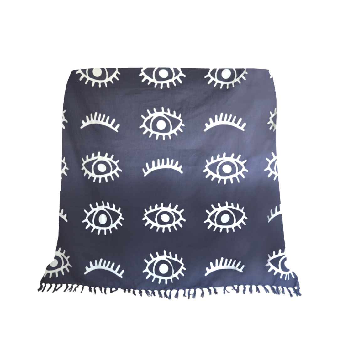 EYES GREY THROW COTTON BLUE WHITE 130x170cm IN
