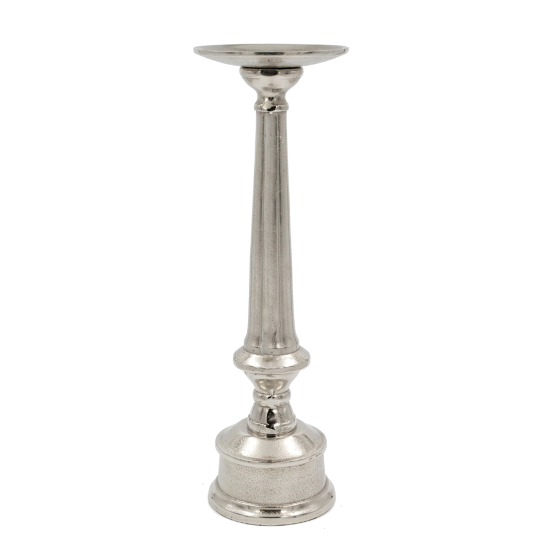 PILLAR CANDLE HOLDER ALUMINIUM SILVER D14xH44cm IN
