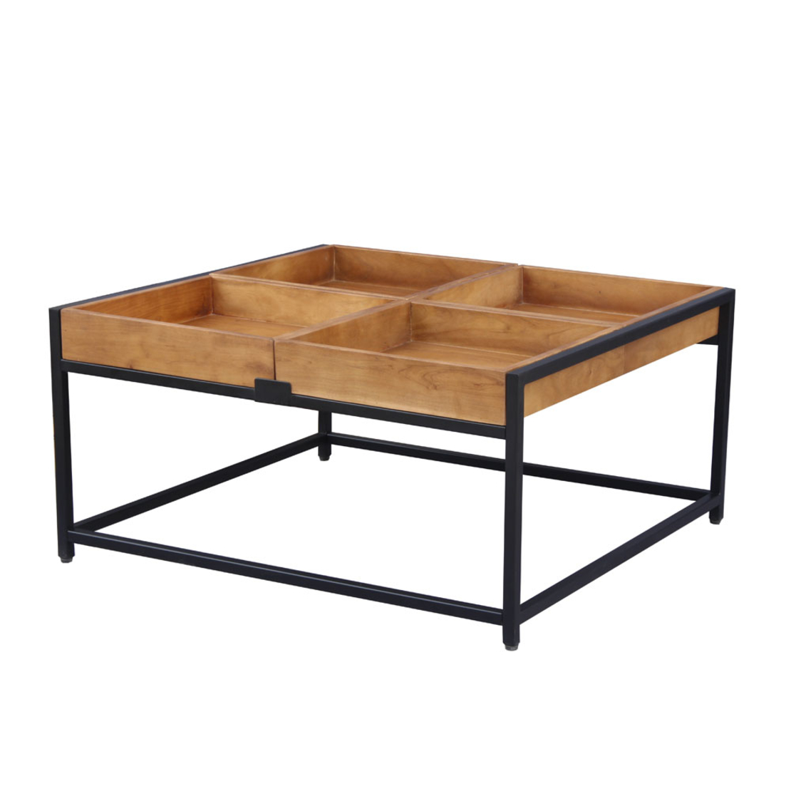 COMBO COFFEE TABLE WOOD ACACIA WALNUT METAL BLACK 84x80xH42cm IN