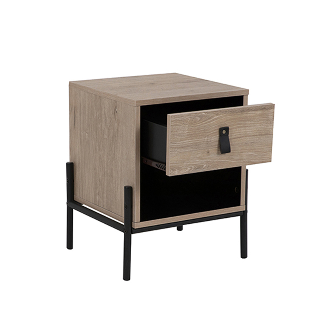 STUDY NIGHTSTAND 1DRAWER CHIPBOARD WITH MELAMINE CARTA SONOMA DECAPE METAL BLACK BLACK E1 PRC