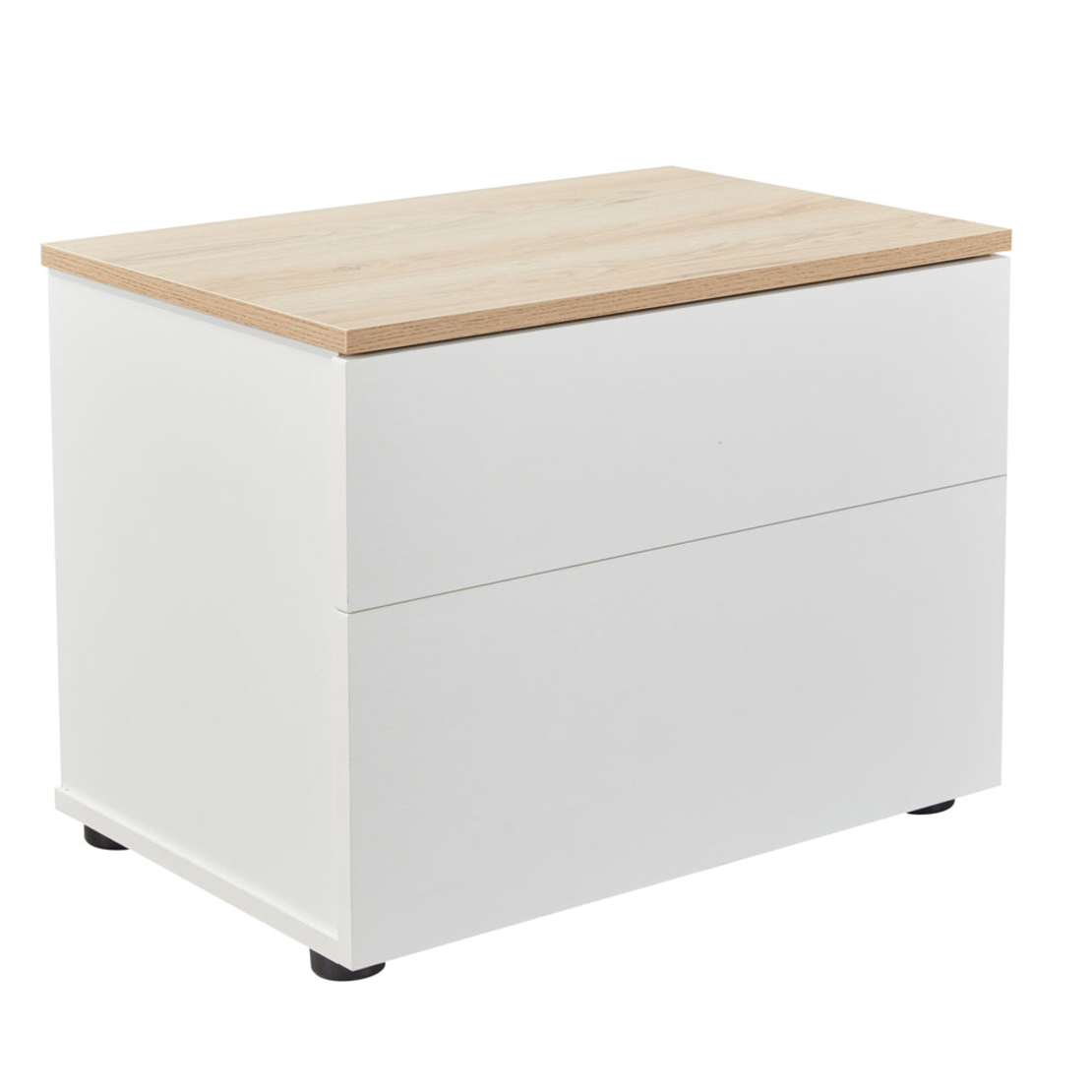 LUCIDO NIGHTSTAND 2DRAWERS MELAMINE WHITE OAK NATURAL E1 PRC