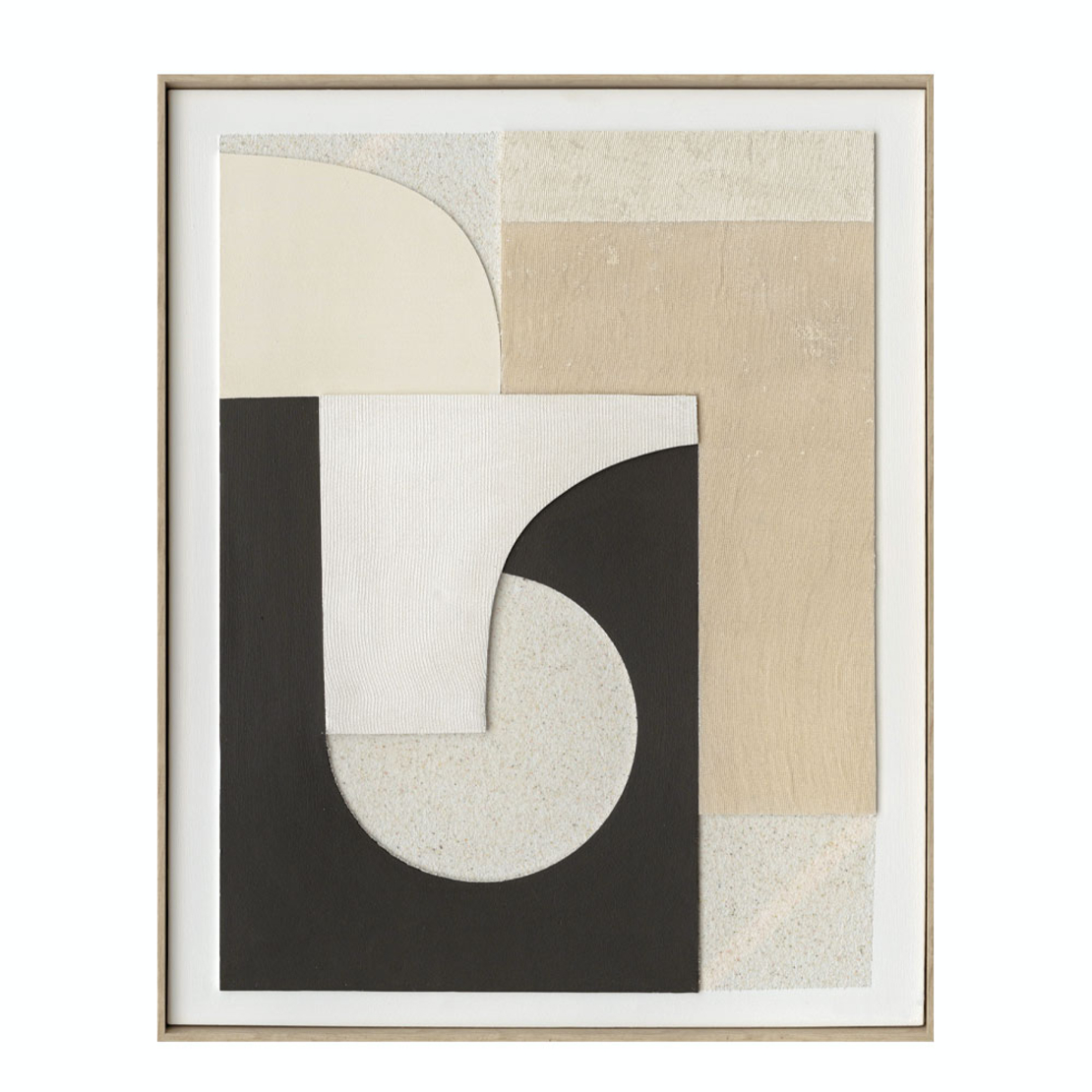 HORM PAINTING DECORATIVE 80x100x5 CANVAS WHITE BEIGE BLACK WOOD NATURA