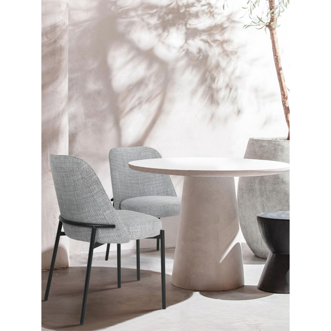 LUJO CHAIR FABRIC GREY LIGHT METAL BLACK MAT E1 PRC