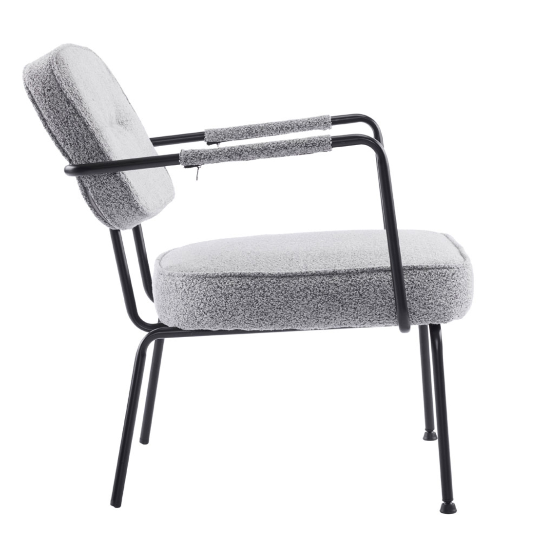 PRISLEY ARMCHAIR FABRIC GREY LIGHT METAL BLACK PRC