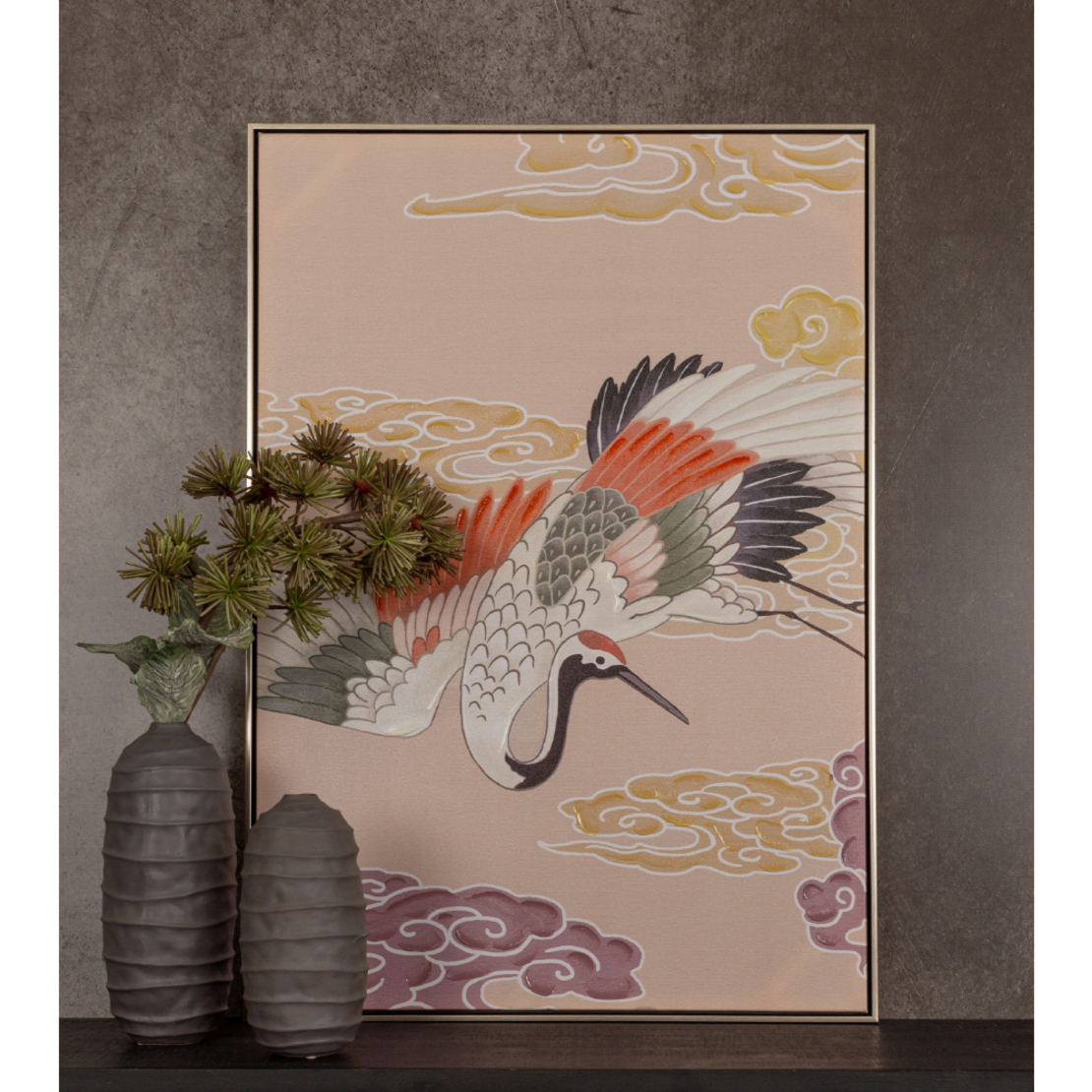 CRANES IN COLOR PAINTING CANVAS MULTICOLOR WOOD 70